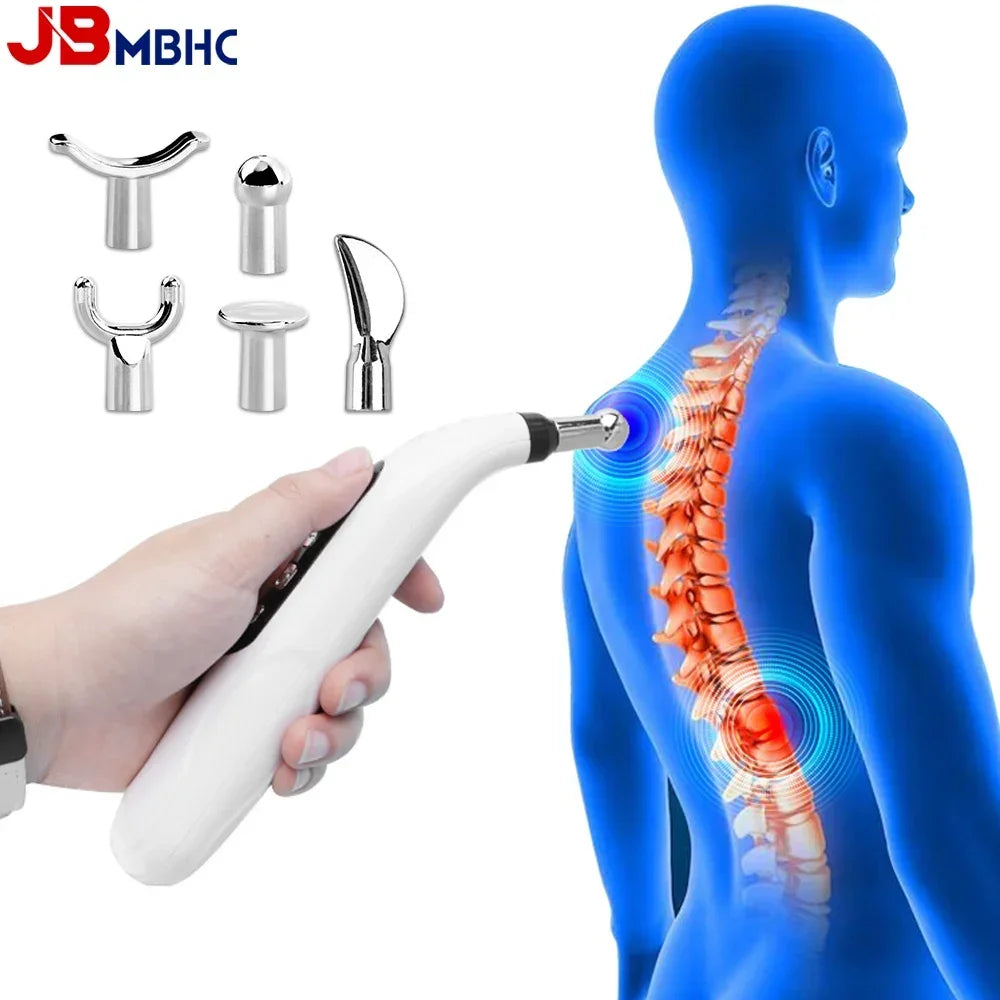 Electric Acupuncture Point Massage Pen 5 in 1 Meridian Energy Massage Pen Pain Relief Therapy Back Neck Face Beauty Roller